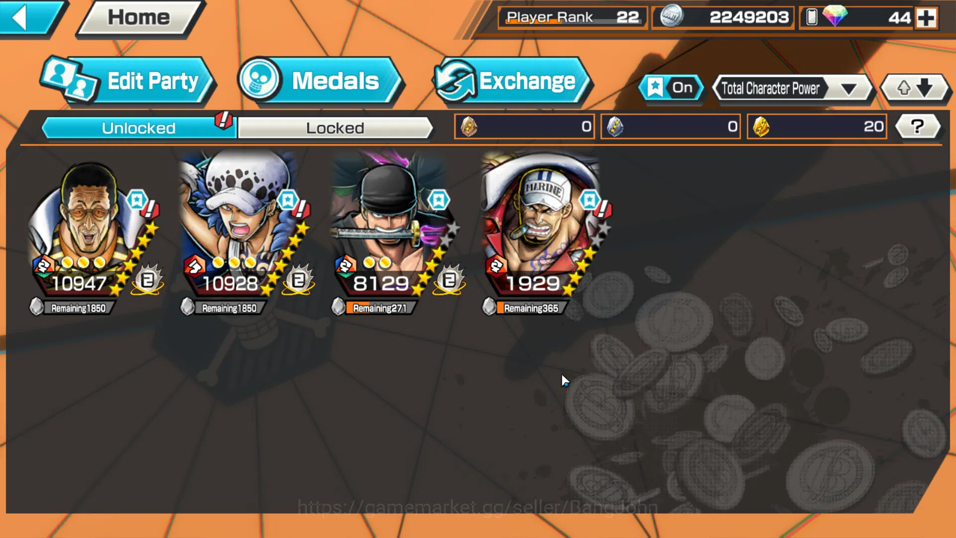 One Piece Bounty Rush Accounts Global | 3EX | 3MAX | Kuzan, Borsalino, MarshallD. image 3