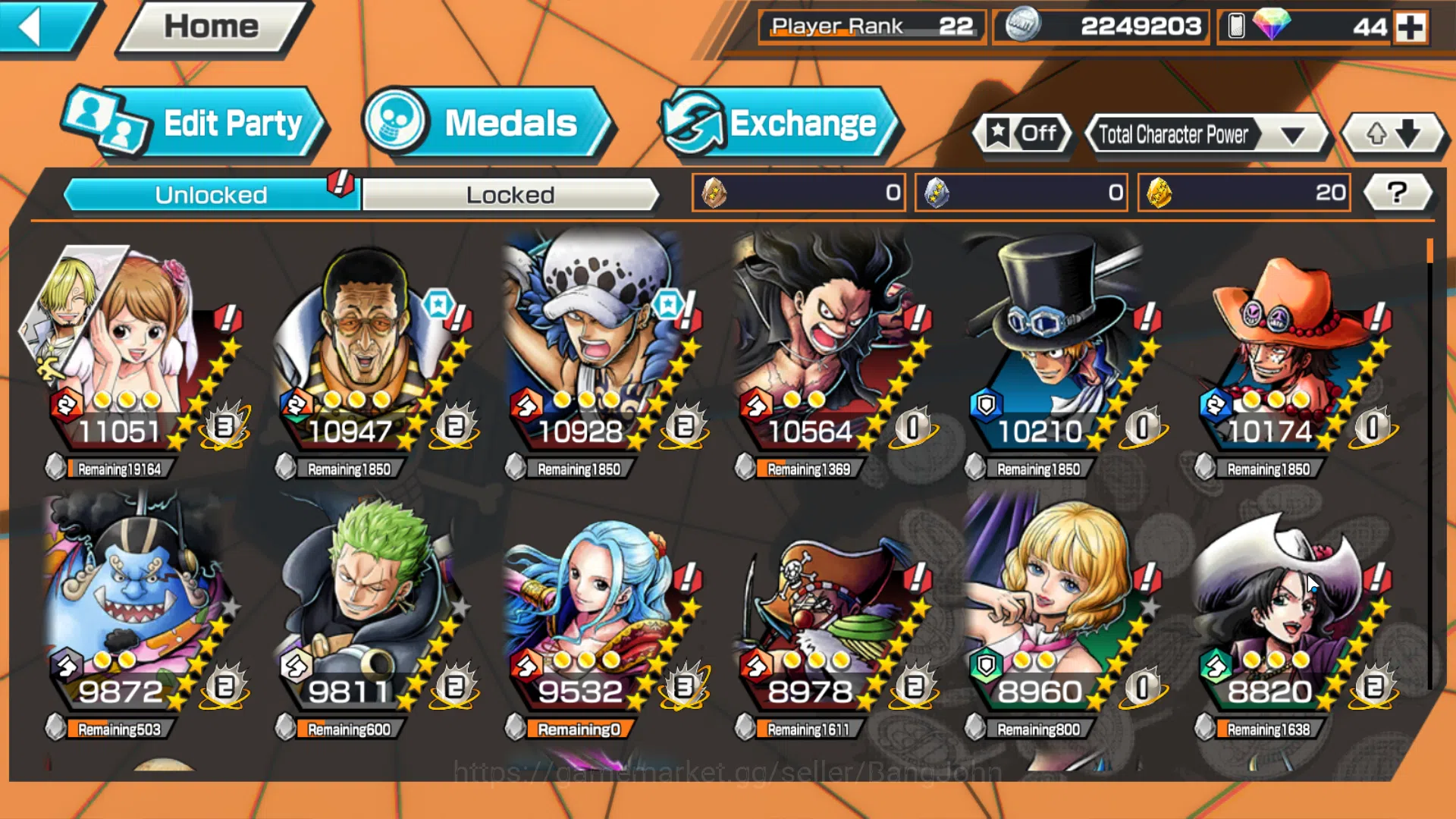 One Piece Bounty Rush Accounts Global | 3EX | 3MAX | Kuzan, Borsalino, MarshallD. image 4