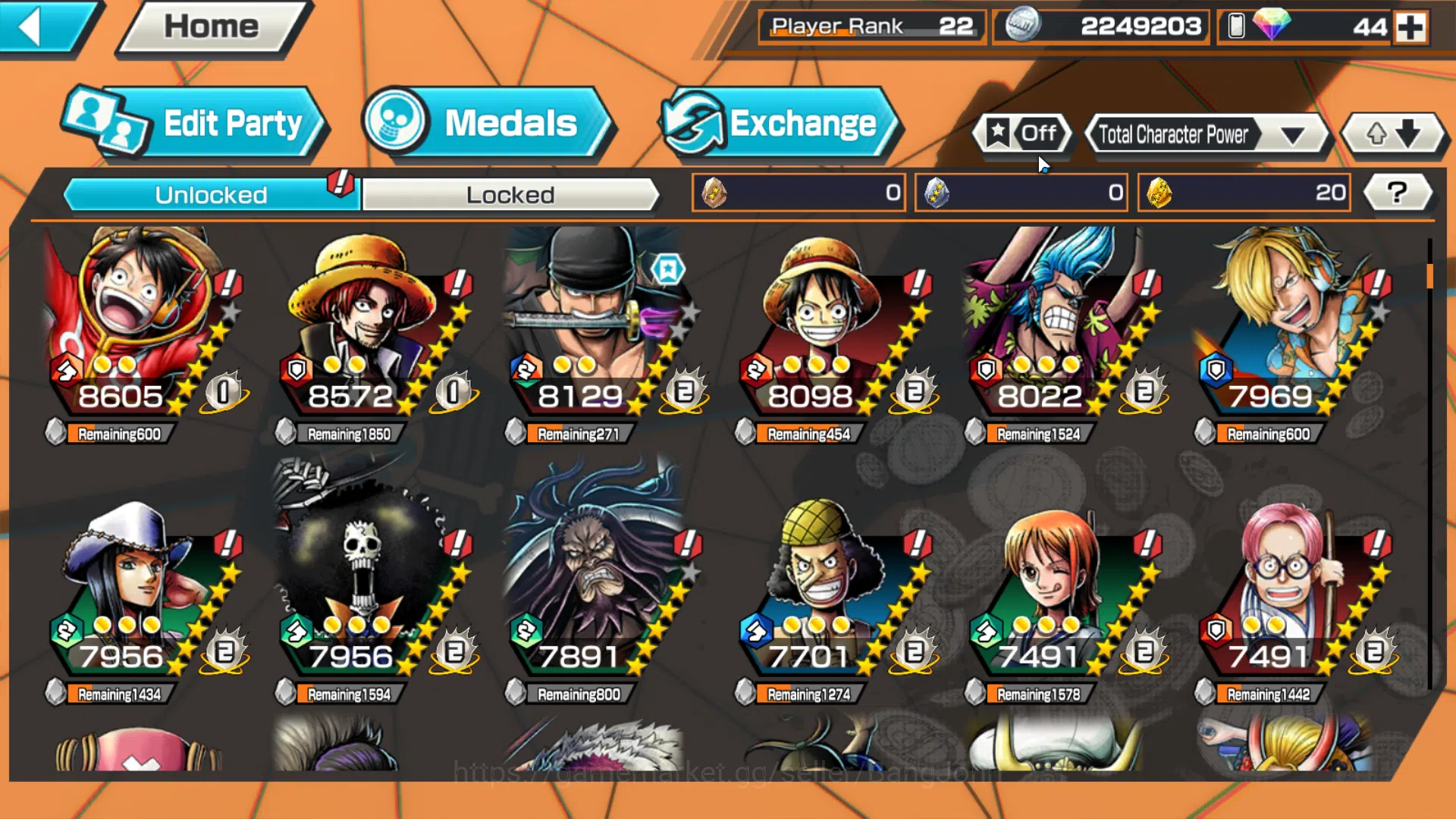 One Piece Bounty Rush Accounts Global | 3EX | 3MAX | Kuzan, Borsalino, MarshallD. image 6