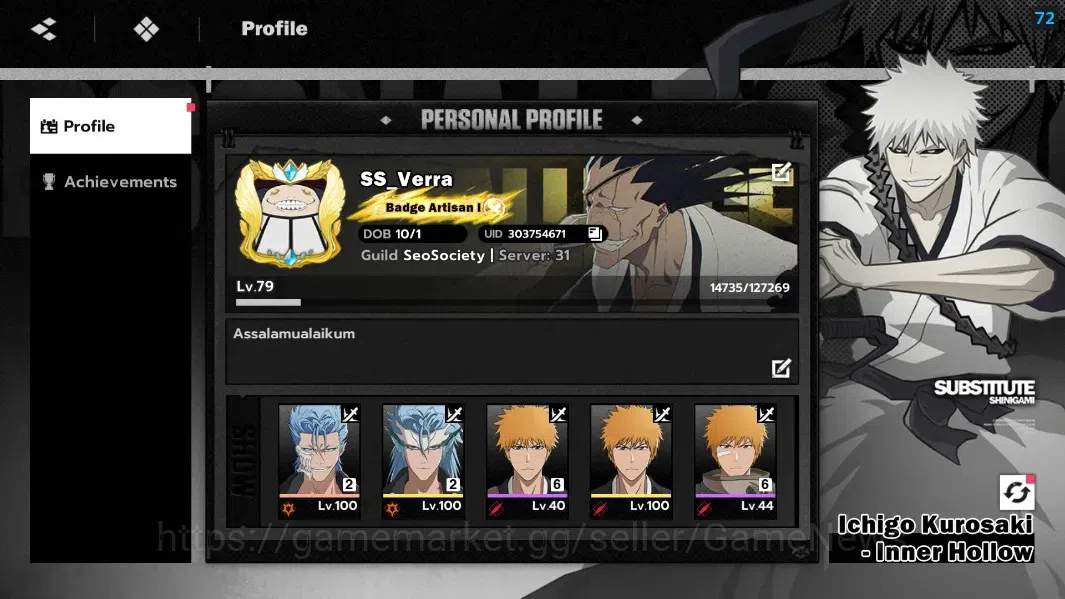 BLEACH: Soul Resonance Accounts NuverseSEA|LV 79|15 SSR[AizenB6,GrimmB2,ToshiroB1, image 1