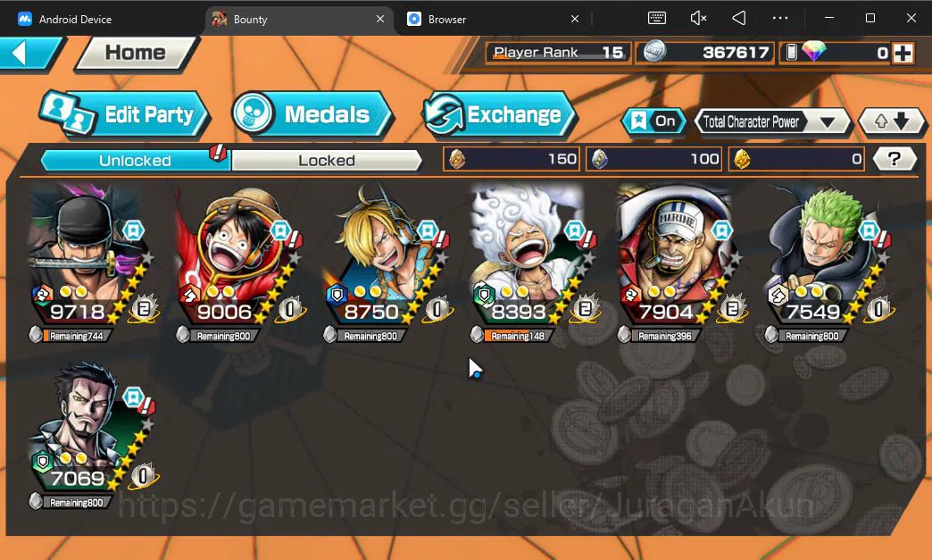 One Piece Bounty Rush Accounts Global | 3 META EX | Onigashima Roronoa Zoro, Five image 3