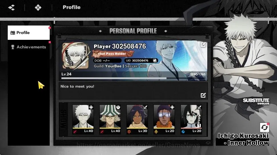 BLEACH: Soul Resonance Accounts NuverseSEA|LV 24|5 SSR [Ichigo Inner Hollow+Stamp, image 1