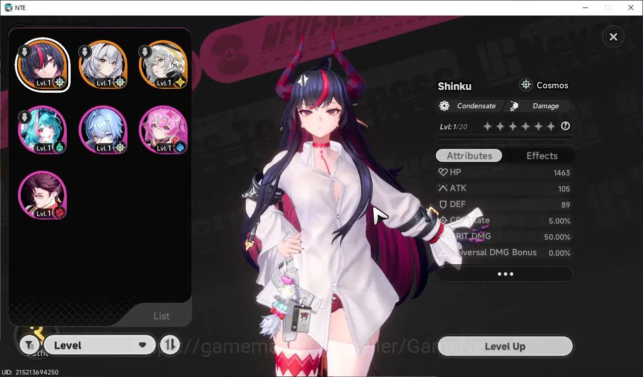 Neverness to Everness Accounts Global NA|HL 3|2 S Class|1 Limited (Shinku)+(Hathor)+1 S-Class Selectr Box|Select ON|Overcast 1