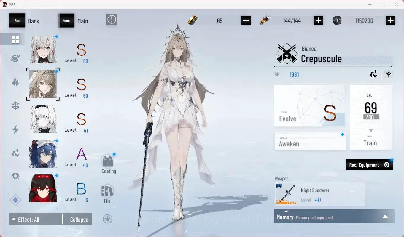 Punishing: Gray Raven Accounts Mid-Game ASIA | L45 | S Lucia CW Lv80+Sign , S Bianca C Lv69, S No.21 Feral Lv41 | BC 65 4