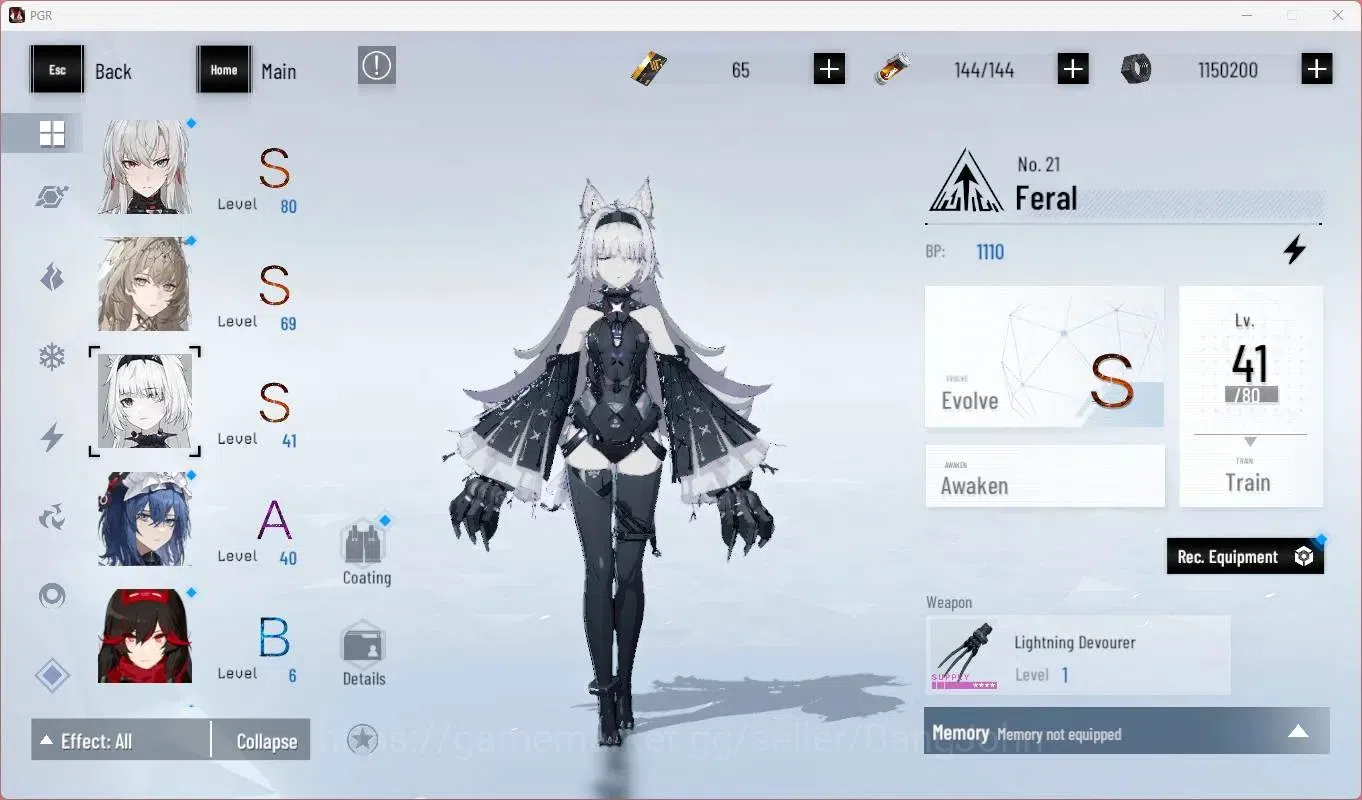 Punishing: Gray Raven Accounts Mid-Game ASIA | L45 | S Lucia CW Lv80+Sign , S Bianca C Lv69, S No.21 Feral Lv41 | BC 65 5