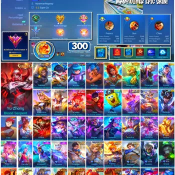 Mobile Legends: Bang Bang Accounts #4292 300 Skins | Yu Zhong Blood Serpent (COLLECTOR) | Natalia Warrioress Paragon
