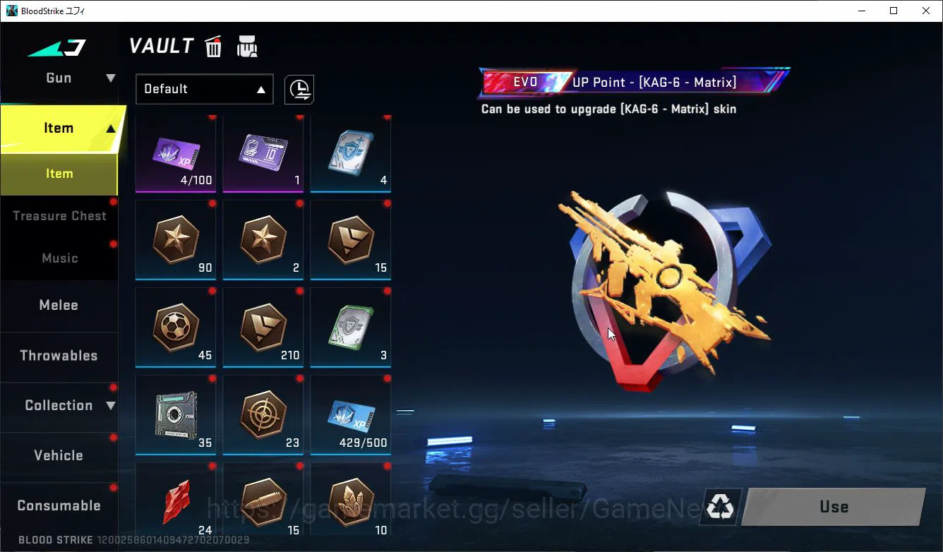 Blood Strike Accounts Rare Skin Asia|3 ETERNAL (M700-LV6,P90-Lv3,AUG-Lv3)| 3 MELE(Knife,Katana,Axe)|3 15
