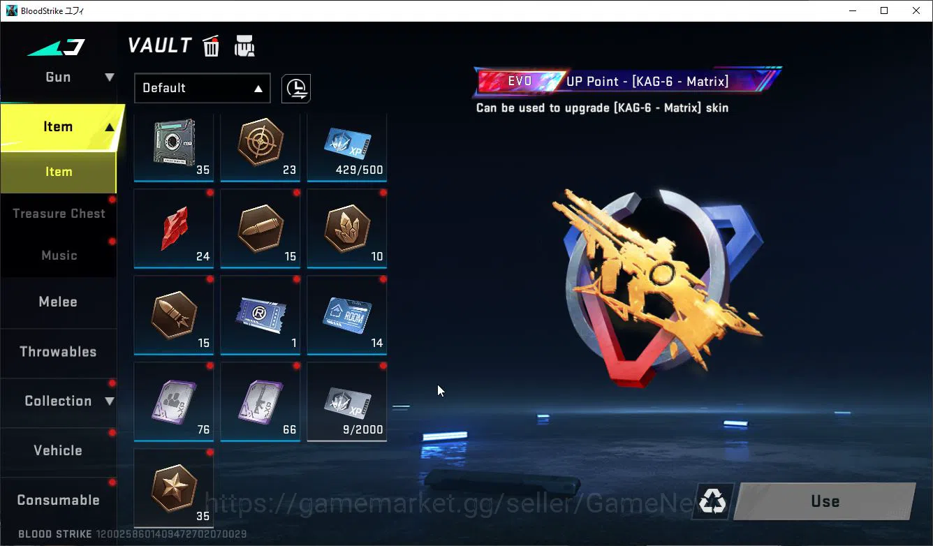 Blood Strike Accounts Rare Skin Asia|3 ETERNAL (M700-LV6,P90-Lv3,AUG-Lv3)| 3 MELE(Knife,Katana,Axe)|3 16