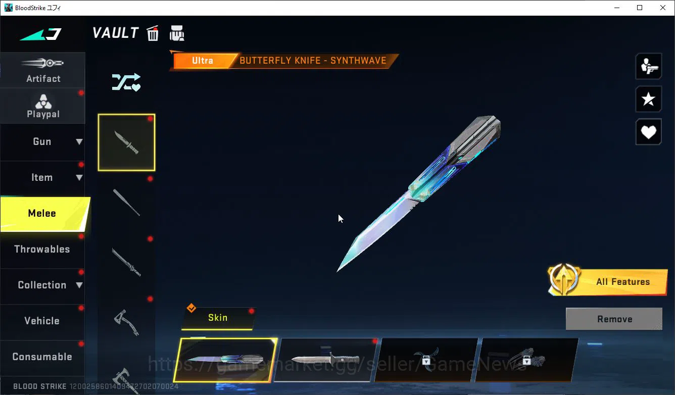 Blood Strike Accounts Rare Skin Asia|3 ETERNAL (M700-LV6,P90-Lv3,AUG-Lv3)| 3 MELE(Knife,Katana,Axe)|3 5