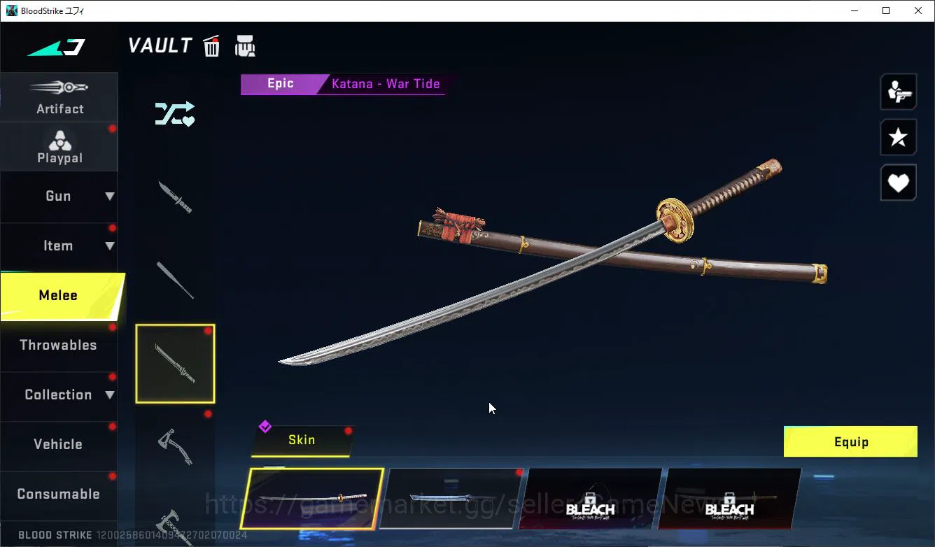 Blood Strike Accounts Rare Skin Asia|3 ETERNAL (M700-LV6,P90-Lv3,AUG-Lv3)| 3 MELE(Knife,Katana,Axe)|3 6