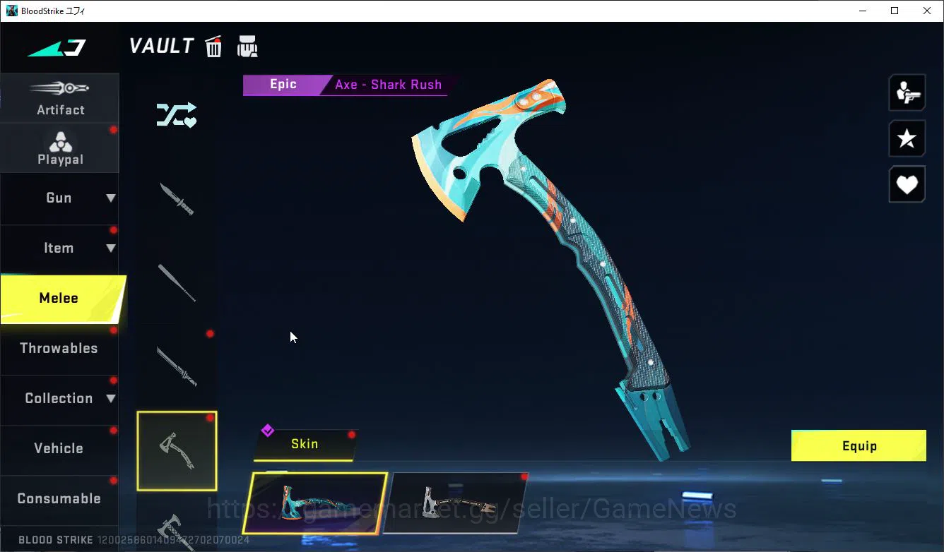 Blood Strike Accounts Rare Skin Asia|3 ETERNAL (M700-LV6,P90-Lv3,AUG-Lv3)| 3 MELE(Knife,Katana,Axe)|3 7