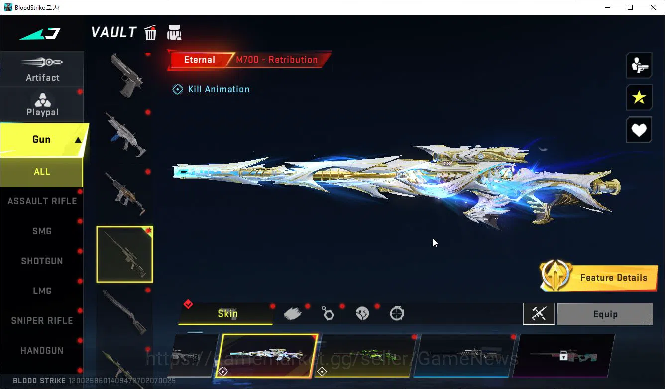 Blood Strike Accounts Rare Skin Asia|3 ETERNAL (M700-LV6,P90-Lv3,AUG-Lv3)| 3 MELE(Knife,Katana,Axe)|3 8
