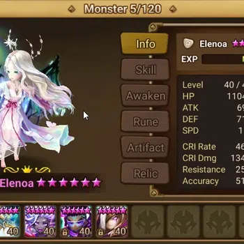 Summoners War: Sky Arena Accounts End-Game ASIA|Lv100|5 LD(Elenoa,Eludia,Devaraja,Jackson,Herheit) 81 total