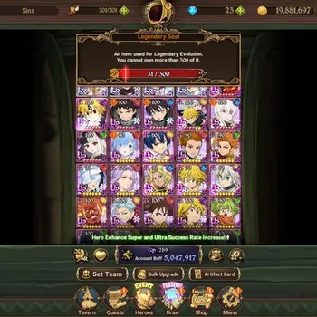 The Seven Deadly Sins: Grand Cross Accounts Endgame GLOBAL|5M CC|4 LR+10 UR+Collab