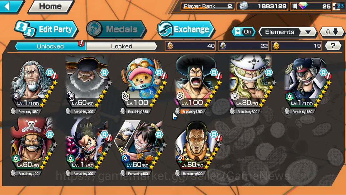 One Piece Bounty Rush Accounts Global|4 EX|5 Elder St.Saturn,Gp Edward Newgate,KO image 3