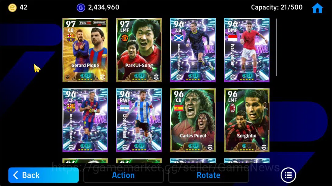 eFootball Accounts Mid-Tier Mobile|Aerial Fort(Gerard Pique),Edged Crossing(Park Ji-Sung,Andrew Robertson),Fortress(Ivar 5
