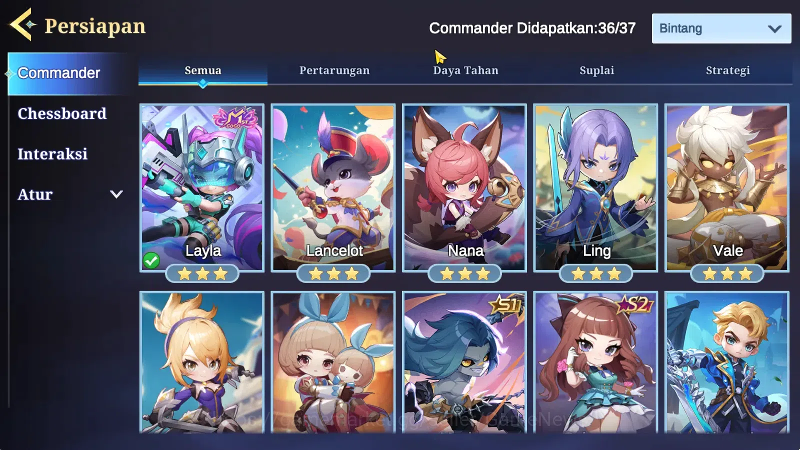 Magic Chess: Go Go Accounts High Mythic 32| 36 Commander 9 Max|19 Skin 4 Special,12 Elite,3 Painted|4 Chessboard 3 Special,1 11