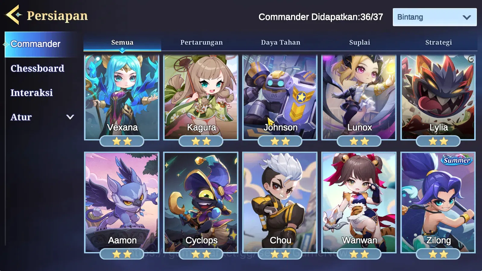 Magic Chess: Go Go Accounts High Mythic 32| 36 Commander 9 Max|19 Skin 4 Special,12 Elite,3 Painted|4 Chessboard 3 Special,1 13