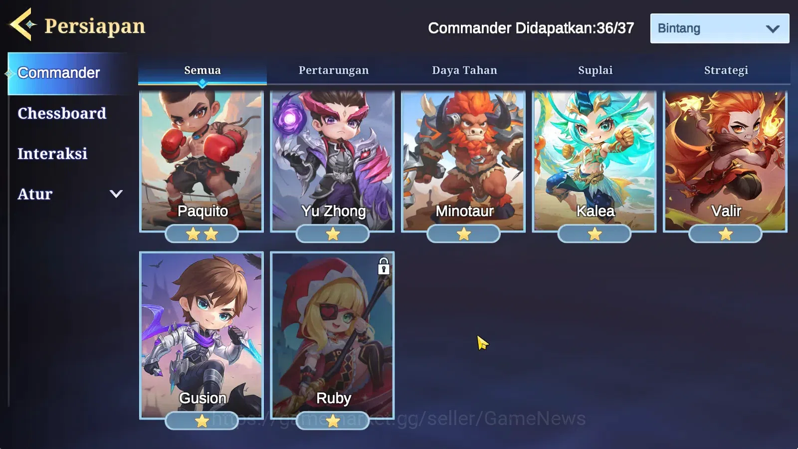 Magic Chess: Go Go Accounts High Mythic 32| 36 Commander 9 Max|19 Skin 4 Special,12 Elite,3 Painted|4 Chessboard 3 Special,1 15