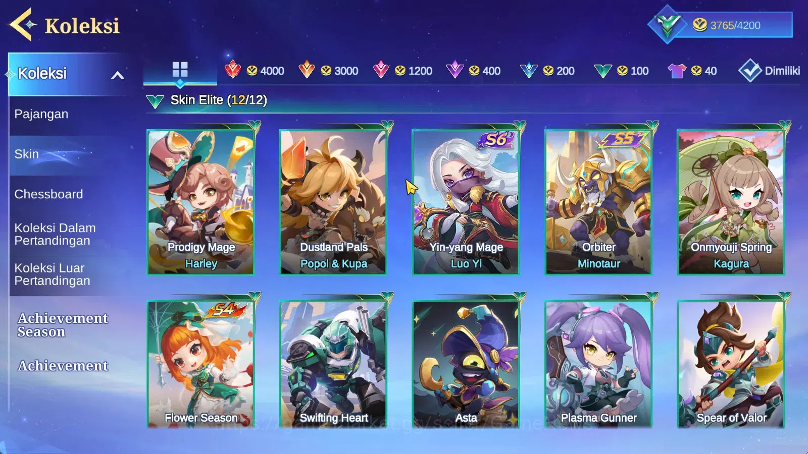 Magic Chess: Go Go Accounts High Mythic 32| 36 Commander 9 Max|19 Skin 4 Special,12 Elite,3 Painted|4 Chessboard 3 Special,1 7