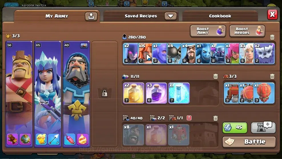 Clash of Clans Accounts High-End LV 126|TH 12 BH 8 HH 6|Limited Skin|BK 56,AQ 65,GW 40,MP 32 | BM 10 | 375 Gems | CN 15