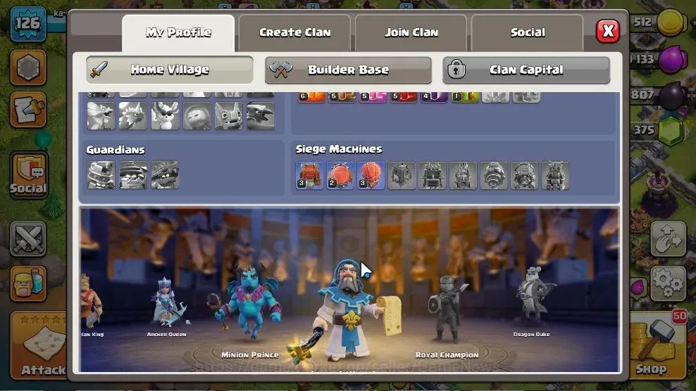 Clash of Clans Accounts High-End LV 126|TH 12 BH 8 HH 6|Limited Skin|BK 56,AQ 65,GW 40,MP 32 | BM 10 | 375 Gems | CN 4