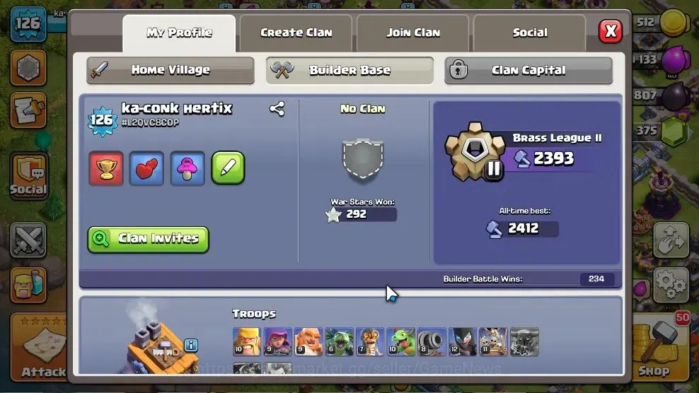 Clash of Clans Accounts High-End LV 126|TH 12 BH 8 HH 6|Limited Skin|BK 56,AQ 65,GW 40,MP 32 | BM 10 | 375 Gems | CN 5