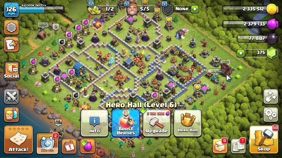 Clash of Clans Accounts High-End LV 126|TH 12 BH 8 HH 6|Limited Skin|BK 56,AQ 65,GW 40,MP 32 | BM 10 | 375 Gems | CN 7