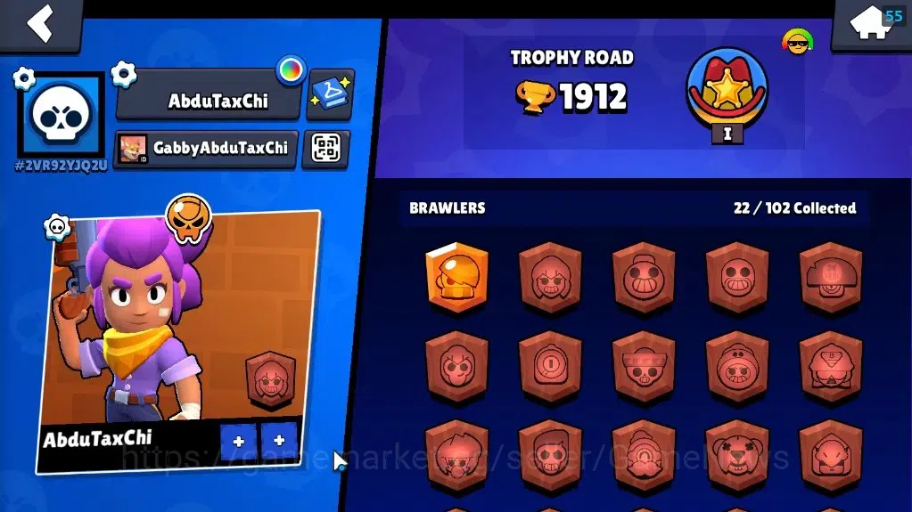 Brawl Stars Accounts 1912 Trophy|5k Blings|22 Brawlers 1 MaxLvl Full Buffies Edgar|4 Skins|1 Legendary Void Amber,1 Epic 2