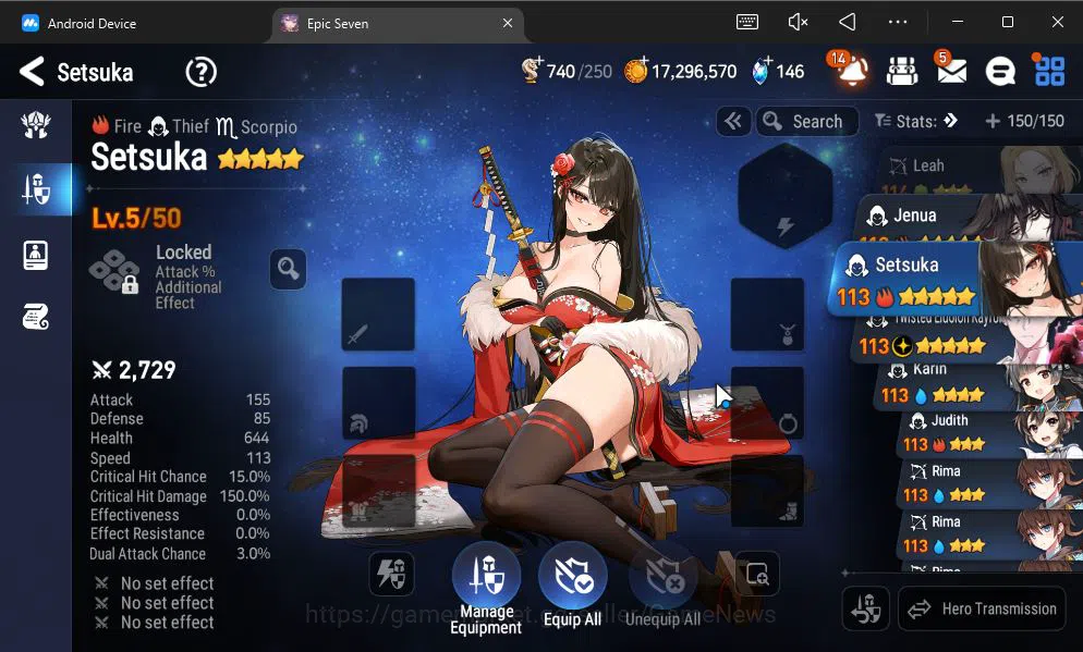 Epic Seven Accounts GLOBAL UNVERIF|NEW ERA|4 ML(NM Luna,TE Kayron,NC L image 2