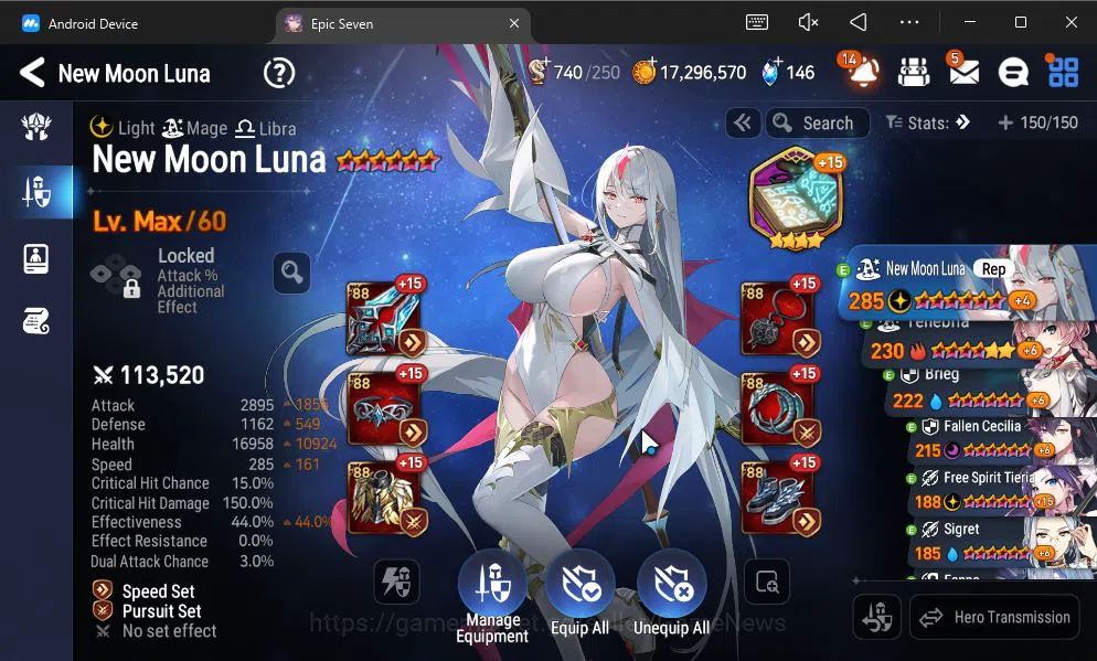 Epic Seven Accounts GLOBAL UNVERIF|NEW ERA|4 ML(NM Luna,TE Kayron,NC L image 3
