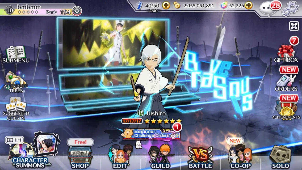 Bleach: Brave Souls Mid-Tier [GLOBAL]52 Orbs|Rukia 10th Aniv,SoulReper[Shunsui, image 1