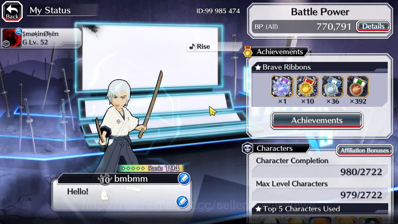 Bleach: Brave Souls Accounts Mid-Tier [GLOBAL]52 Orbs|Rukia 10th Aniv,SoulReper[Shunsui,Jushiro],Aizen Renewd,Crescent 2