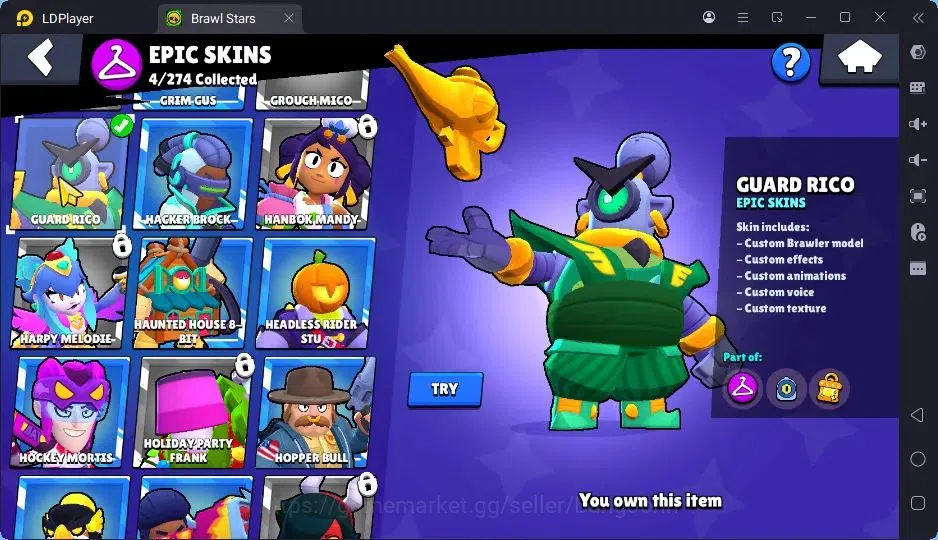 Brawl Stars Accounts Trophy 4981|29 Brawler|3 Max Hypercharge|1 Legend(CyberShelly),1 Mythic,4 Epic|2144 10