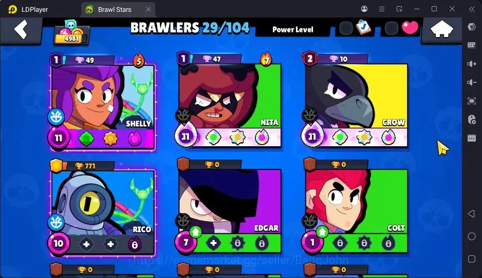 Brawl Stars Accounts Trophy 4981|29 Brawler|3 Max Hypercharge|1 Legend(CyberShelly),1 Mythic,4 Epic|2144 18