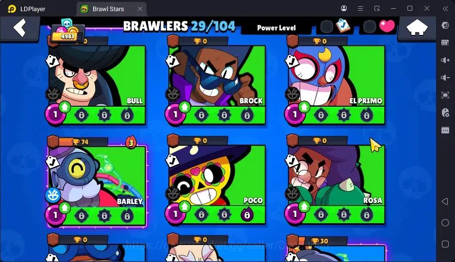 Brawl Stars Accounts Trophy 4981|29 Brawler|3 Max Hypercharge|1 Legend(CyberShelly),1 Mythic,4 Epic|2144 19