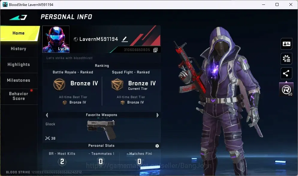 Blood Strike Accounts ASIA |1 Ultra Striker:KRAKEN-Purple Lightning|5 Le image 1