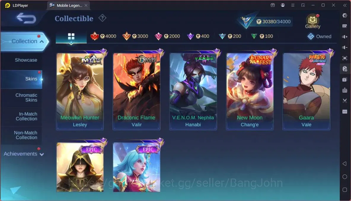 Mobile Legends: Bang Bang Accounts Collector Global|Hero 94|Skin 166|Expert|CC Natalia|Meowkin Lesley|Naruto Vale|Lunar 10