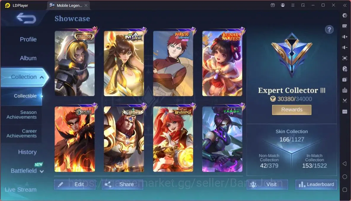 Mobile Legends: Bang Bang Accounts Collector Global|Hero 94|Skin 166|Expert|CC Natalia|Meowkin Lesley|Naruto Vale|Lunar 2