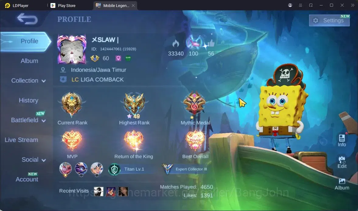 Mobile Legends: Bang Bang Accounts Collector Global|Skin 149|Expert|COLLECTOR Natalia|Valentine Fanny|VENOM 1