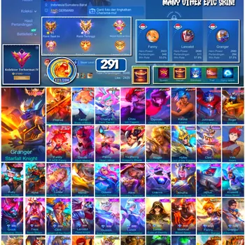 Mobile Legends: Bang Bang Accounts 🔥 #4198 🔥 💎 291 Skins 👑 Legend Granger Starfall Knight ⚔️ Exalted Collector IV
