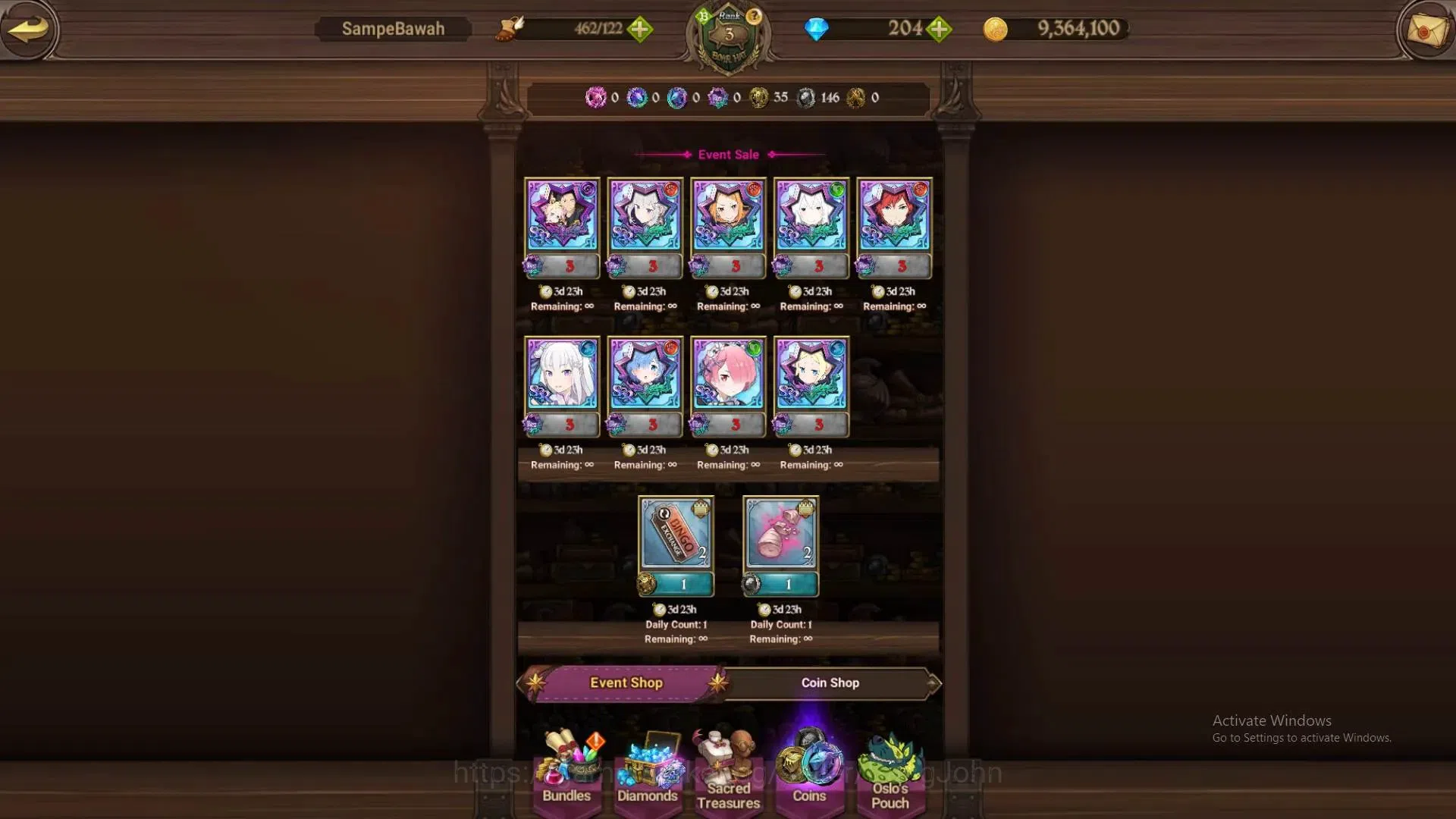 The Seven Deadly Sins: Grand Cross Accounts Others Global| 848kCC|204Dm+1LRBox|1 LR + 1 UR + Collab ReZero|Elizabeth 9