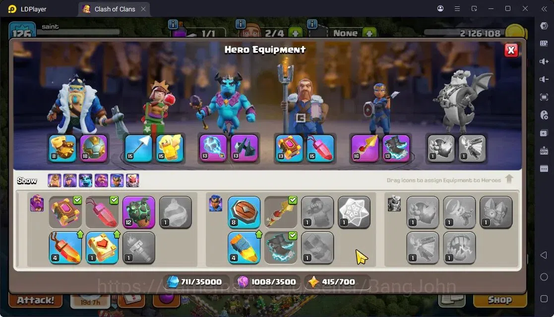 Clash of Clans Accounts High-End TH13-BH8 | LVL126 | BK58,AQ57,MP41,GW42,RC25 | BC16,BM12|2 Legendary & 3 Gold skins 10