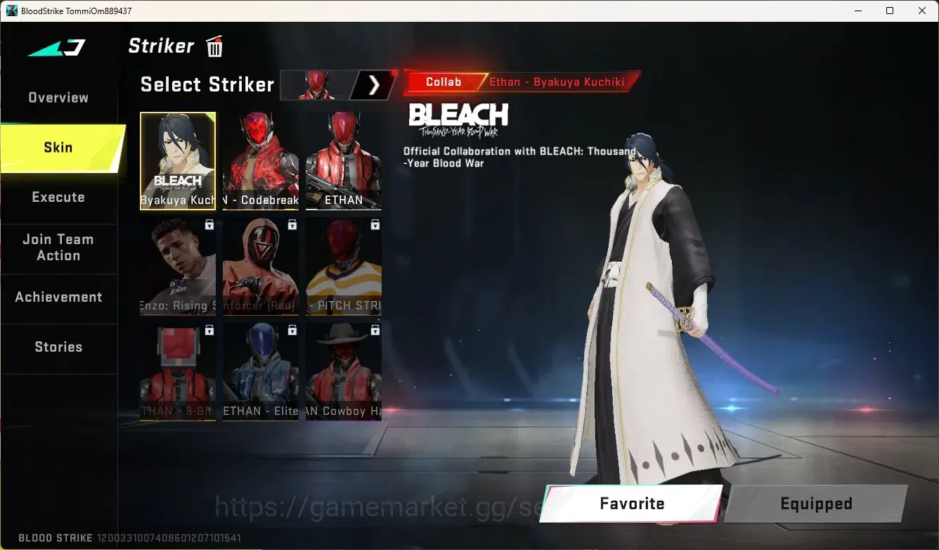 Blood Strike Accounts Others ASIA | 1 ULTRA MELEE: Lightblade|1 EVA Gun|1 ULTRA Gun|1 BLEACH Striker|1 Epic Name Changing 13
