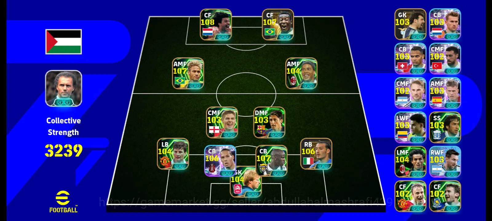 eFootball Accounts Legends & Iconic Players 3239+ team |Ruud gullit 108, Pele 108, neymar jr 107, vin dijk 106, Lilian 1