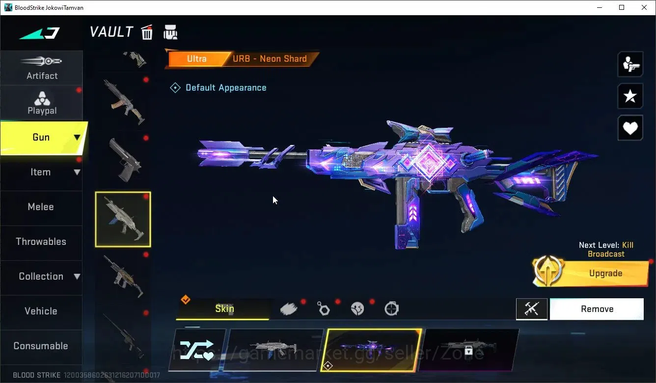 Blood Strike Accounts Collab Skin ASIA|1 OPM Mumen Rider Striker|1 Ultra Melee|1 Ultra Gun|2 Ultra Strikers|1 Limited Gun|6 9