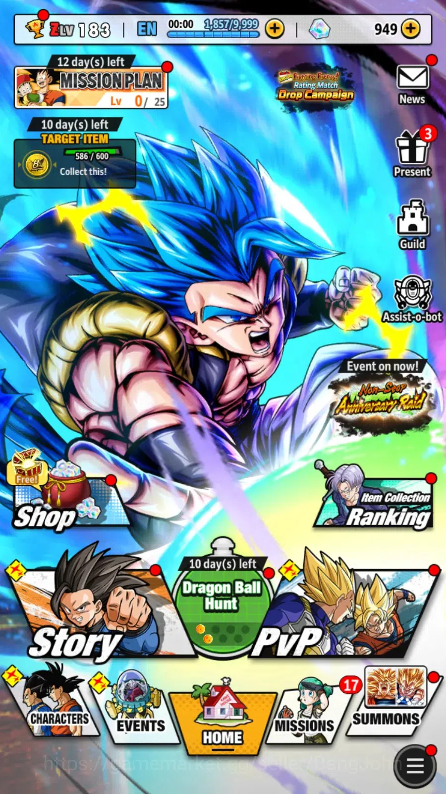 Dragon Ball Legends Accounts High-End Android | Lvl 183|299M Total Power|949 CC|3 LR|4 UL|LR  SSGShallet,Broly: Fury,Super 19