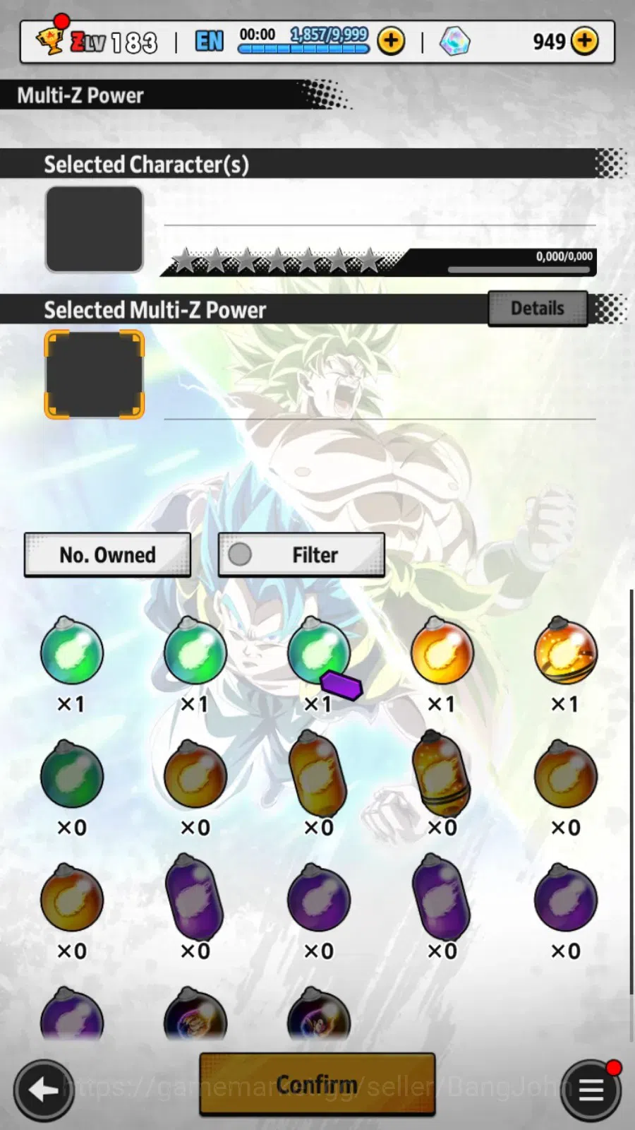 Dragon Ball Legends Accounts High-End Android | Lvl 183|299M Total Power|949 CC|3 LR|4 UL|LR  SSGShallet,Broly: Fury,Super 9