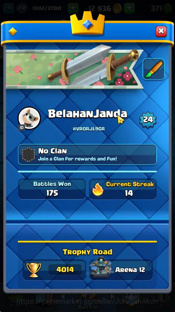 Clash Royale Accounts Midgame Lvl 24|Trophy 4014|KTL 9|Limited Skin|Card 76| 1 EVO 5 Legendary 21 Epic 23 Rare 25 2