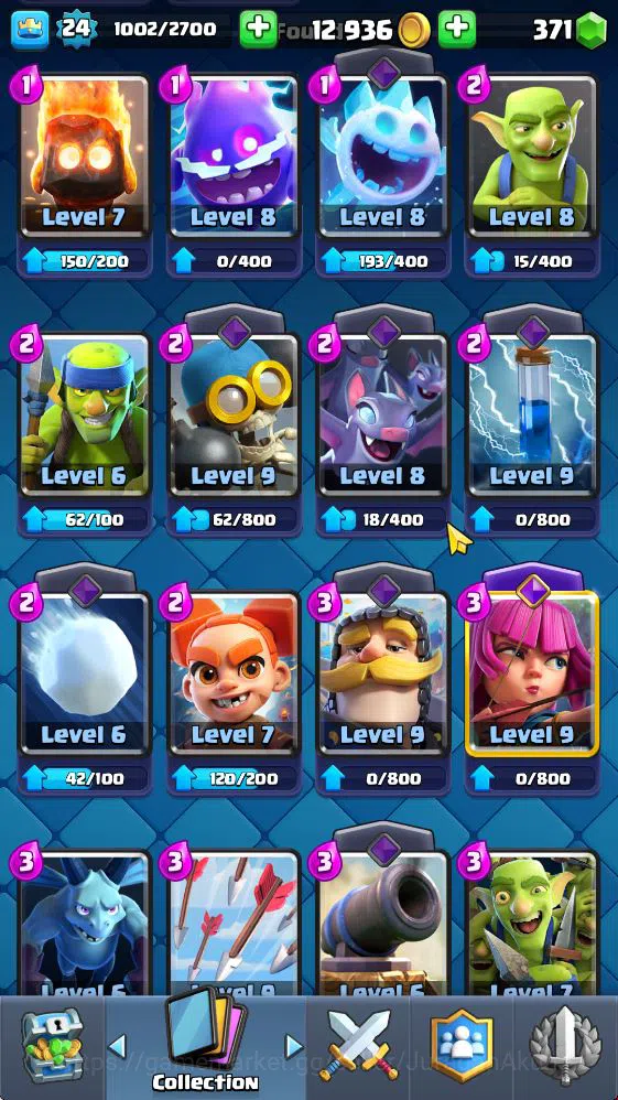 Clash Royale Accounts Midgame Lvl 24|Trophy 4014|KTL 9|Limited Skin|Card 76| 1 EVO 5 Legendary 21 Epic 23 Rare 25 5
